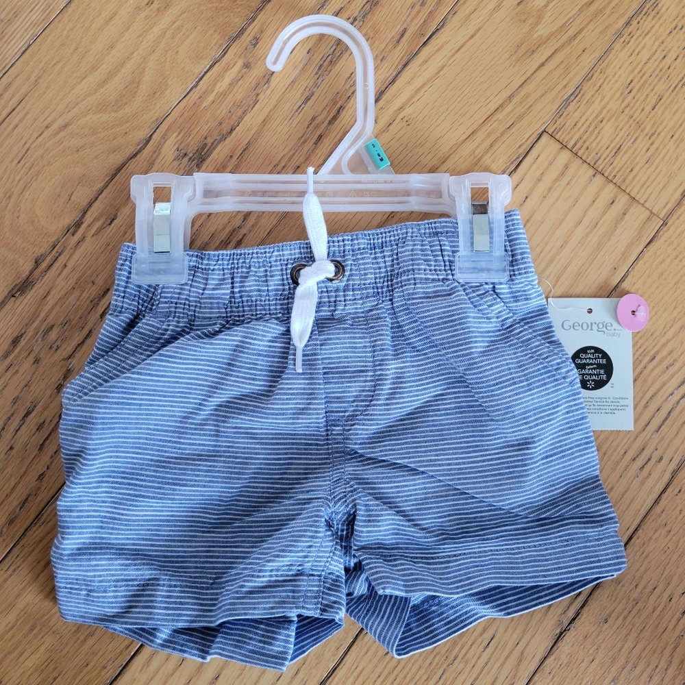 Blue and White Striped Boys Shorts